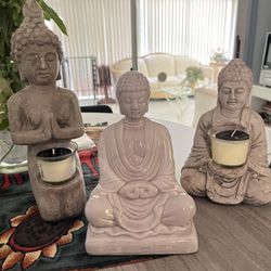 3 Small Chinese Buddha Statues 