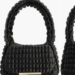 Jason Wu Black Woven Top-Handle Shoulder Bag with Gold Accent