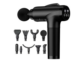 Black Percussion Massage Gun with Attachments