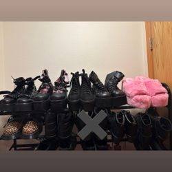 variety of boots & platforms size 8