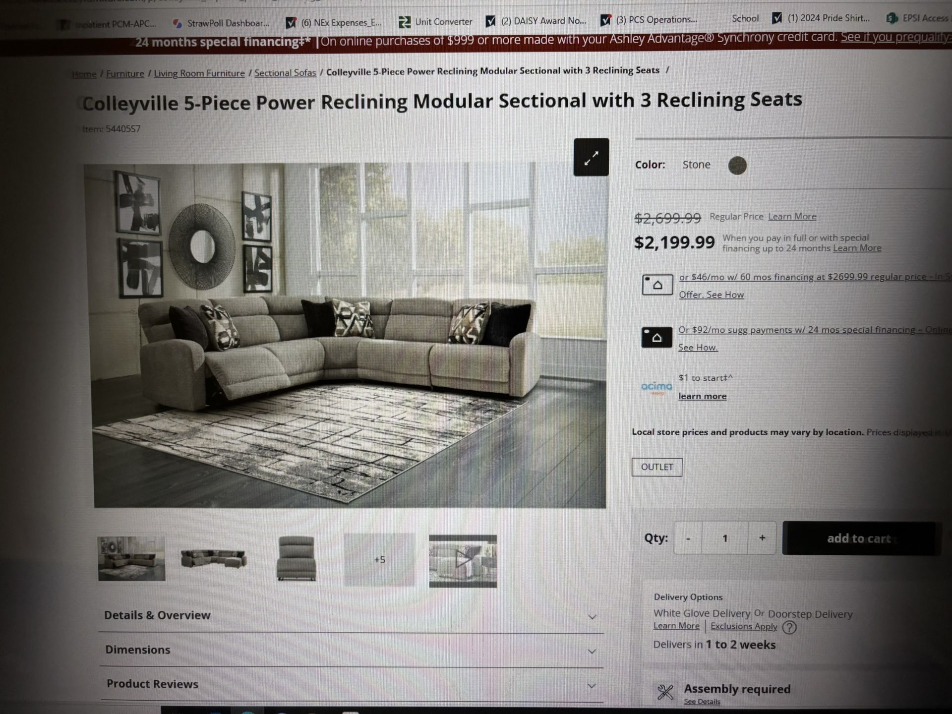 Sectional 6 Piece W/ End Recliners