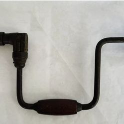 Vintage 14" Hand Auger Brace Hand Drill W/Original Wooden Handles -Rare Find