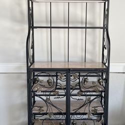 Marble Rod Iron Bakers Rack