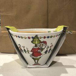 Grinch Noodle Bowl With Chopsticks