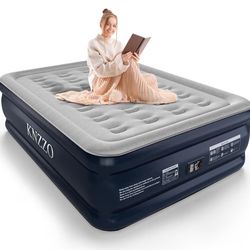 Full Air Mattress with Built-in Pump, 18" Top Inflatable Mattress
