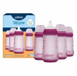 Dr. Brown's Silicone Baby Bottle With Collapsible Insert 9 Oz 4pk
