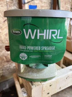 Scotts Whirl Hand-Powered Spreader Holds up to 1,500 sq.ft., Handheld Spreader for Seed, Fertilizer, Salt and Ice Melt