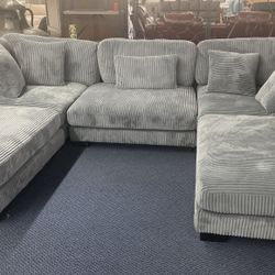Fabric Sectional with Ottoman