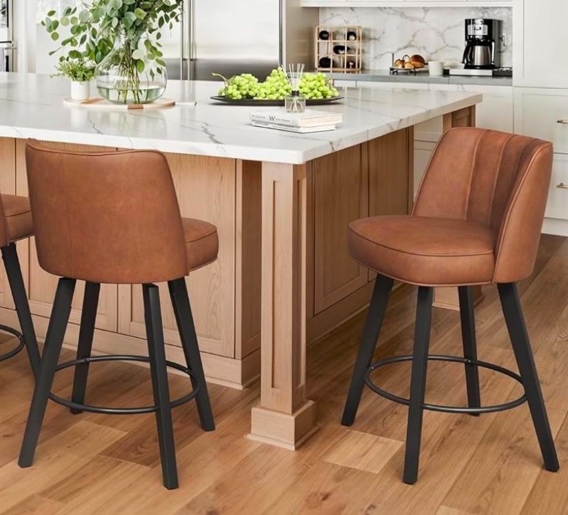 360-degree Swivel Bar Stools Set of 2, 26" Counter Height Bar Stools