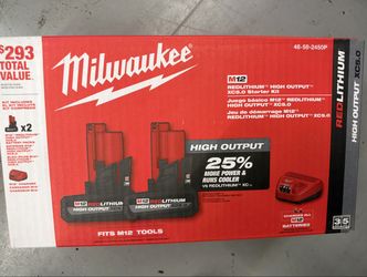 Milwaukee M12 REDLITHIUM HIGH OUTPUT XC5.0 Starter Kit — Brand New (48-59-2450P)