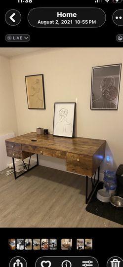 Desk with 4 Drawers – Wood & Steel Frame (Great Condition)
