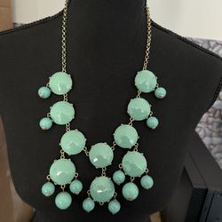 Vintage Faux Turquoise Dangle Necklace w/Adjustable Chain 