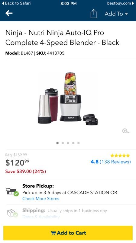 Nutri Ninja auto iQ pro. 1000watt motor super powerful