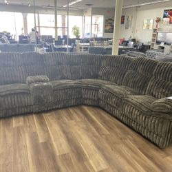 New Super Comfy Brown Corduroy Reclining Sectional Sofa Couch 