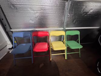 Kids Folding Chairs – Set of 4 – Red, Blue, Yellow & Green