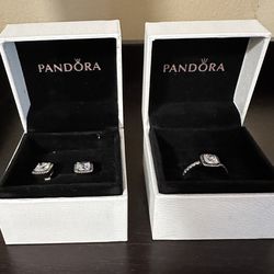 Pandora Square Sparkle Halo Earring And Ring Set