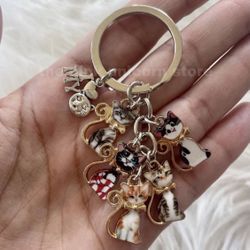 Brand New Crazy Cat Lady Charms Keychain Key Ring Gift 