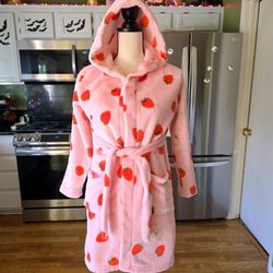 Youth Hooded Pink Strawberry Robe