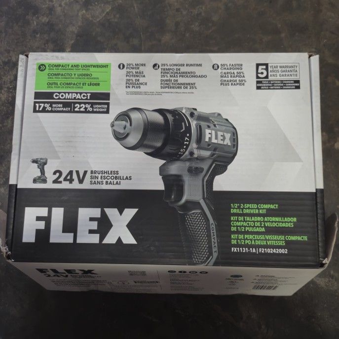 FLEX COMPACT 24-volt 1/2-in Keyless
Brushless Cordless Drill 1 Batterie ,soft
bag #1524