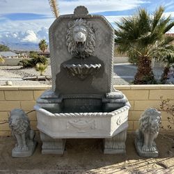New Fountain With 2 Lions Made Out Of Cement 