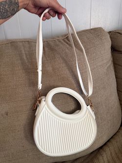 Cream Mini Handbag with Shoulder Strap