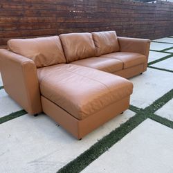 IKEA Finnala Leather Sofa With Reversible Chaise 