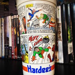 Vtg 1990 Marvel Comics Cup Spider-Man Captain America Doc Ock Hardees 