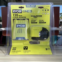 RYOBI ONE+ 18V 120-Watt 12V Automotive Power Inverter with Dual USB Ports