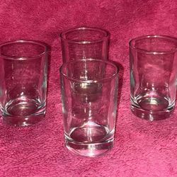 Set Of 4 Straight 3.5” x 2.25” Clear Juice Glasses FLAWLESS!