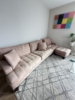 Modern Pink Velvet Sofa Set – 3-Piece (Sofa + Armchair + Ottoman)