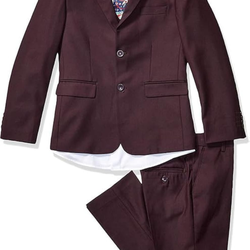 Geoffrey Beene Boy's suit ST1010 Modern Fit 5-Piece Notch Lapel Suit Set - Brown. Size 10