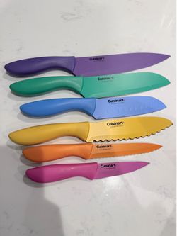 Colorful Cuisinart knife set with holder