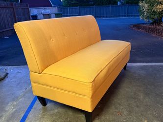 Yellow Tufted Armless Loveseat Sofa