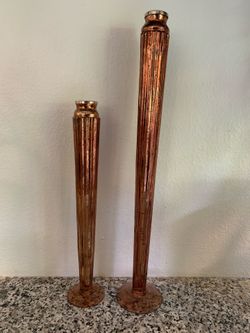 2 Tall Pillar Glass Candle Holder