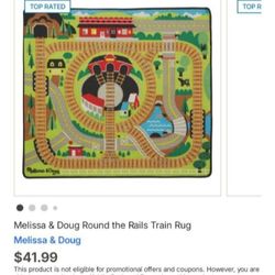 New 39" x 36" Train Rug & Toy Trains