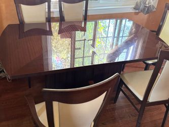 Italian handmade leather chair& wood dining table
