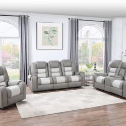 Brand New Leather Reclining  Living Room Set For $1299