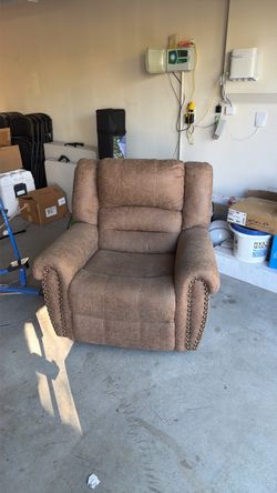 Brown Faux Recliner with Nailhead Trim chair