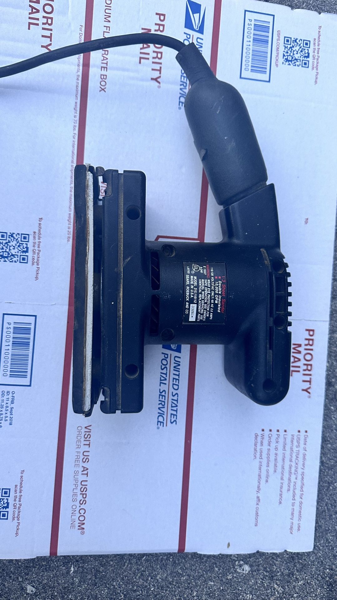 Craftsman 1/3 Sheet Pad Sander 1/15 HP – Tested, Works – Read Description