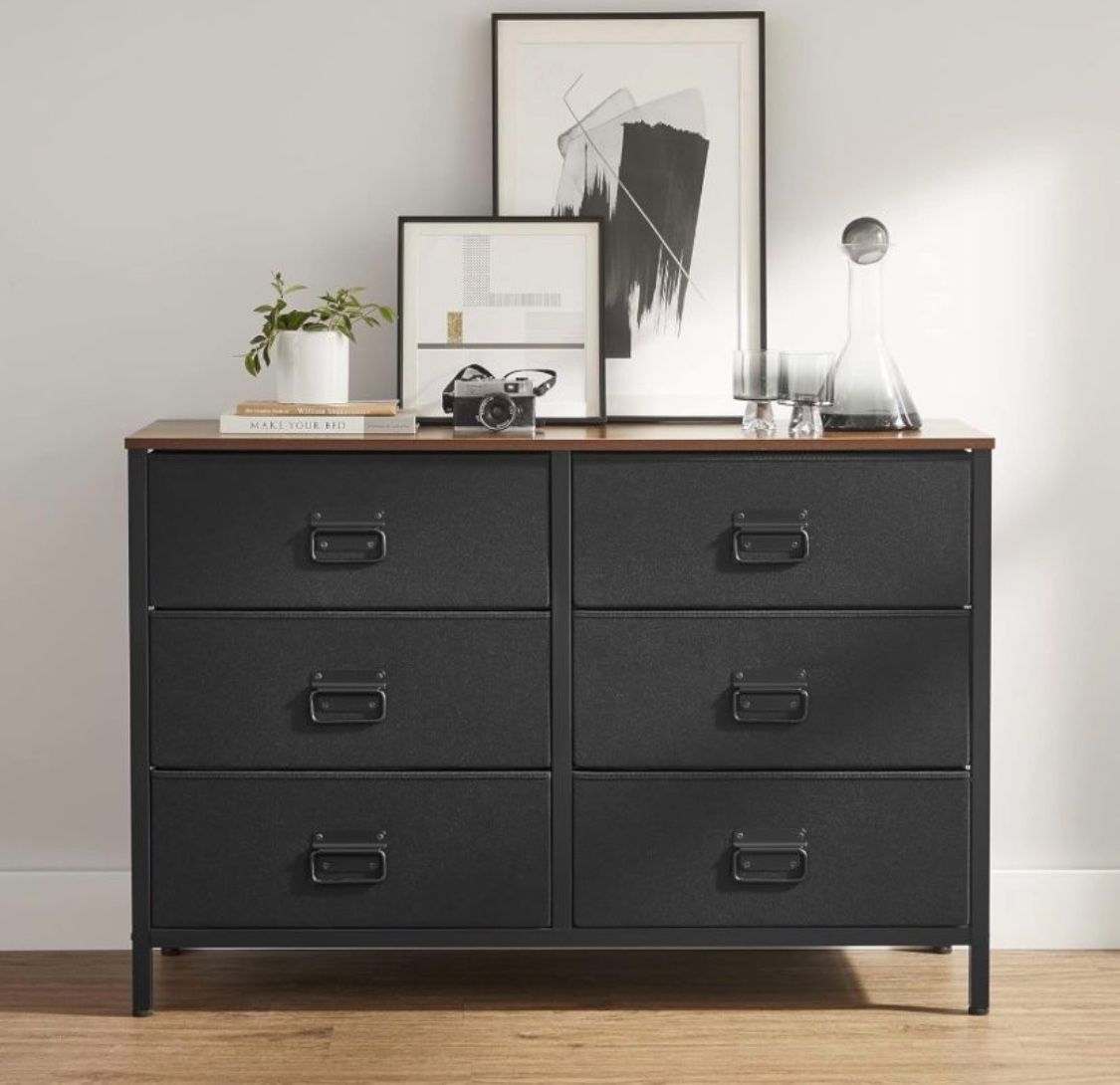 Six drawer fabric dresser, and still frame