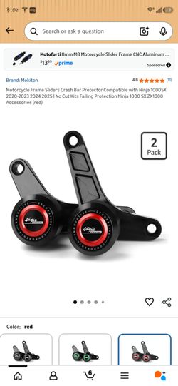 Motorcycle Frame Sliders Crash Bar Protector Compatible with Ninja 1000SX 2020-2023 2024 2025 | No Cut Kits Falling Protection Ninja 1000 SX ZX1000 Ac