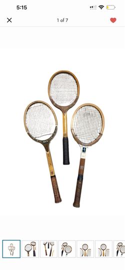 Set of 3 Vintage Wood Tennis rackets. Types All American Imperial Wilson - Chris Evert