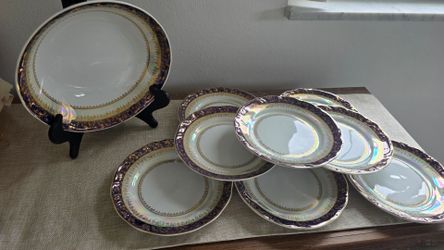 Schirnding Bavaria Cobalt Gold Porcelain 9 Pc Set