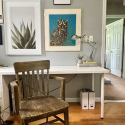Vintage Solid Wood Armchair, Desk or Accent Chair