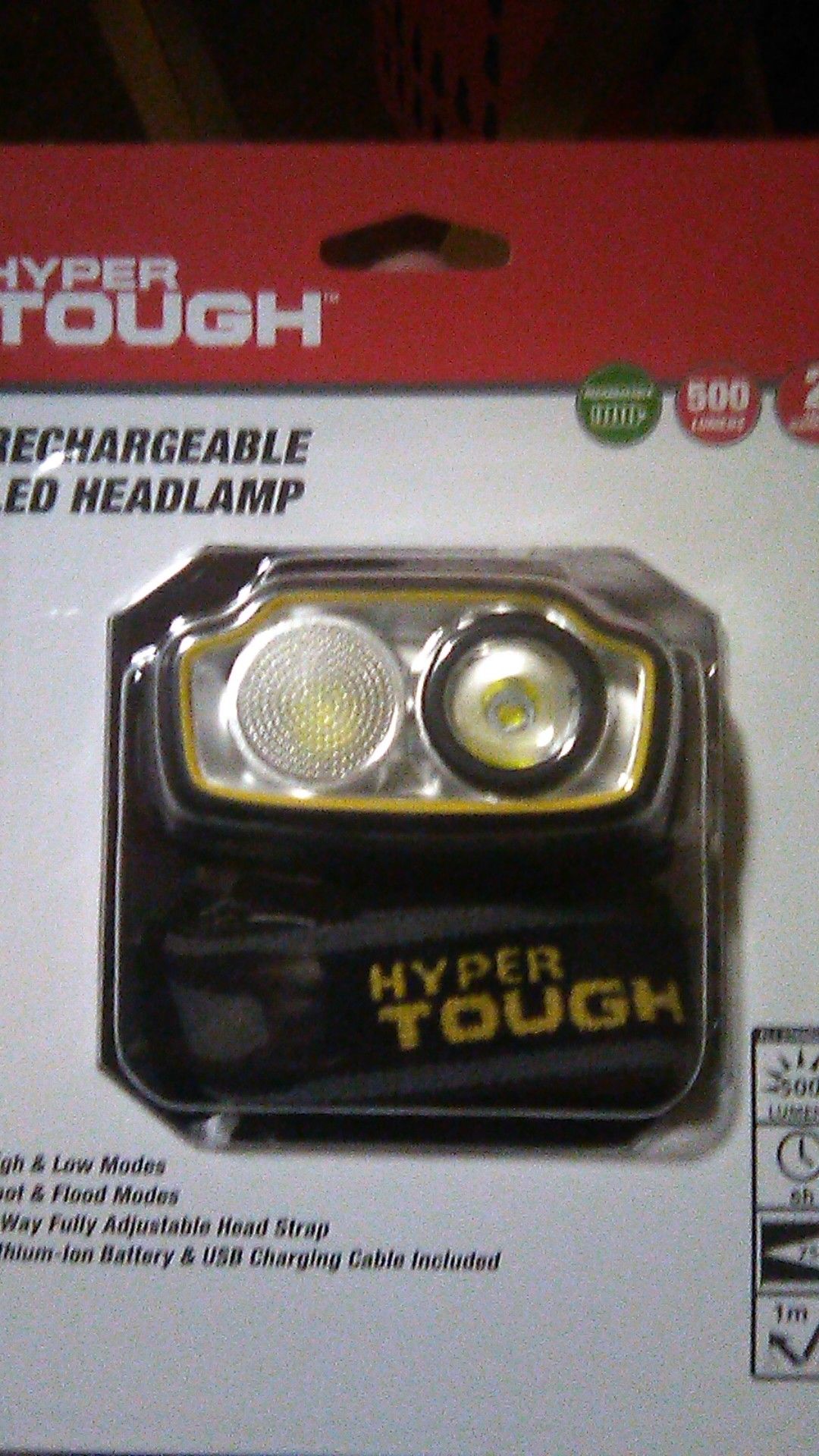 Hyper tough rechargable head lamp