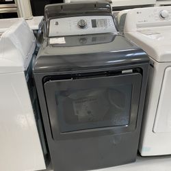 GE Black Stainless Steel 7.4 Cu. Ft. Aluminized Alloy Drum Gas Dryer With HE Sensor Dry