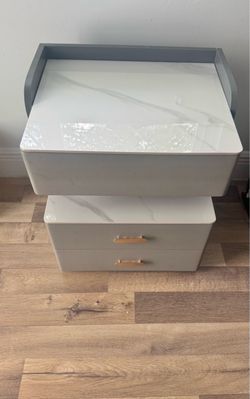 White Marble-Top Storage Organizer with Drawers