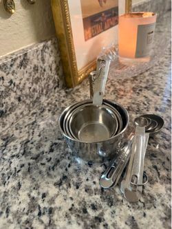 Stainless Steel Measuring Cups & Spoons Set – $10