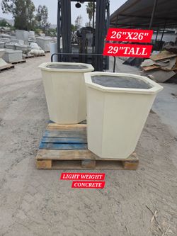CONCRETE CEMENT PLANTERS $380 EACH (26"X26"X29") LIGHT WEIGHT CONCRETE