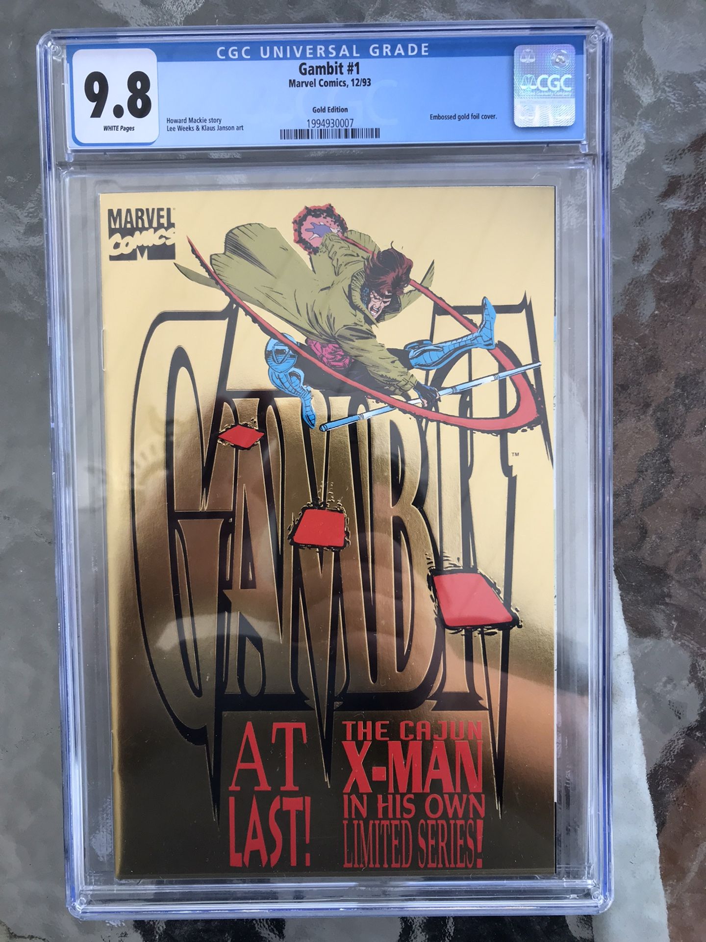 Gambit #1 Gold Edition (1993) CGC 9.8 — White Pages; Gold Foil Embossed Cover